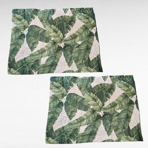 Sun and Sea Single Pillow Seychelles Sham Green Leaves Set of 2